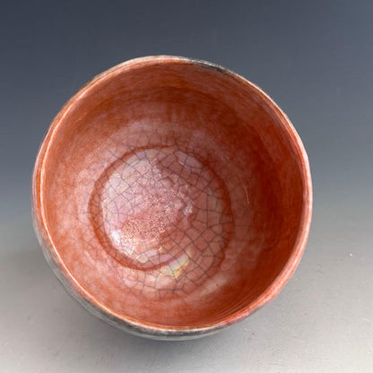 Aka-Raku Tea Bowl with Smoke Keshiki by Ogawa Yukio
