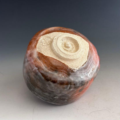 Aka-Raku Tea Bowl with Smoke Keshiki by Ogawa Yukio