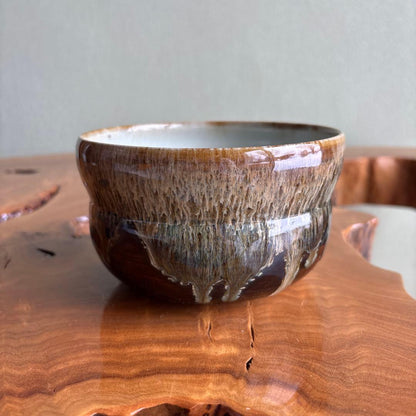 Aoyagi Suiho Takatori-yaki Gourd Kensui Akogi Kiln — Flowing Glaze Waste Water Vessel w/ Tomobako