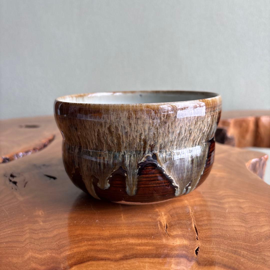 Aoyagi Suiho Takatori-yaki Gourd Kensui Akogi Kiln — Flowing Glaze Waste Water Vessel w/ Tomobako
