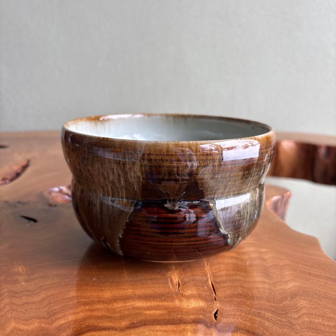 Aoyagi Suiho Takatori-yaki Gourd Kensui Akogi Kiln — Flowing Glaze Waste Water Vessel w/ Tomobako