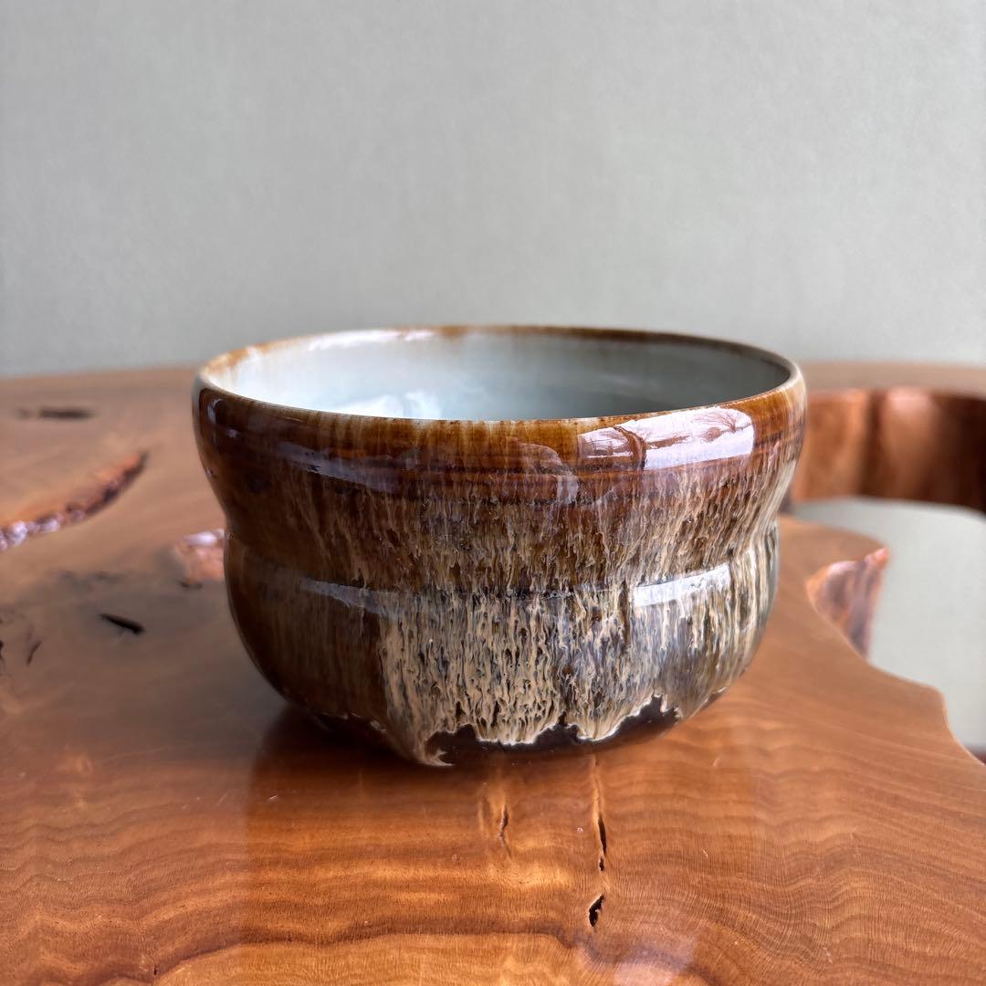 Aoyagi Suiho Takatori-yaki Gourd Kensui Akogi Kiln — Flowing Glaze Waste Water Vessel w/ Tomobako