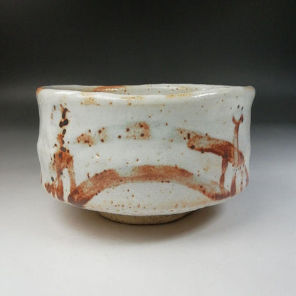 Shino Ware Tea Bowl by Shusen - Matcha Chawan with Daitokuji Temple Inscription Box