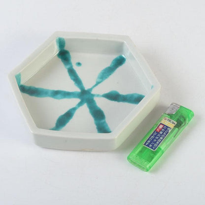 Kaiseki Hexagonal Plates Set of 6 by Takita Koichi | Kumon Kiln Turquoise Overglaze