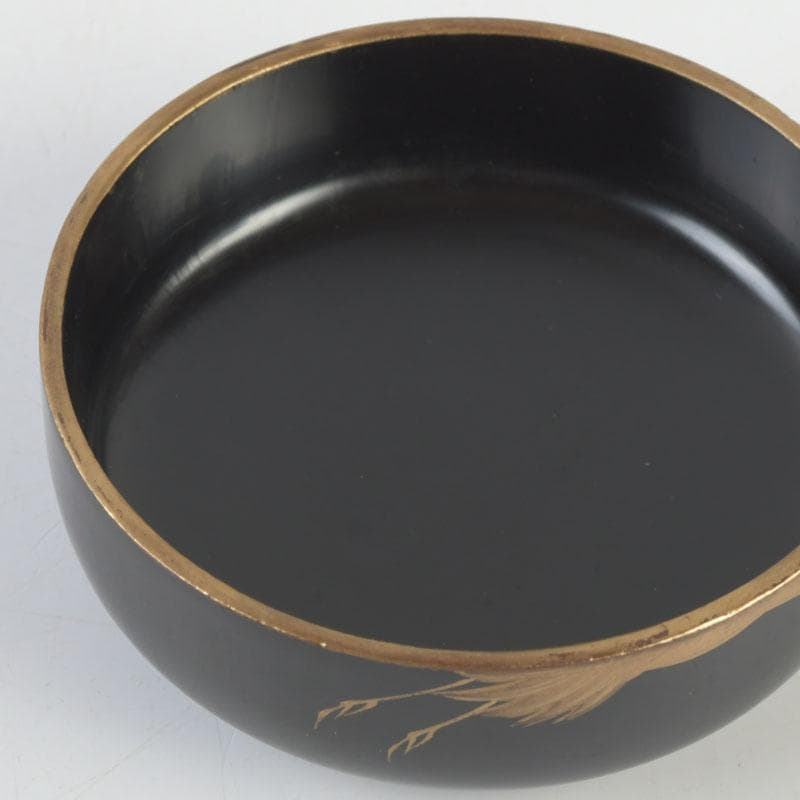 Black Lacquer Natsume Cranes Maki-e — Gengensai Authenticated Box