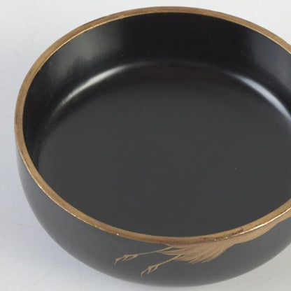 Black Lacquer Natsume Cranes Maki-e — Gengensai Authenticated Box