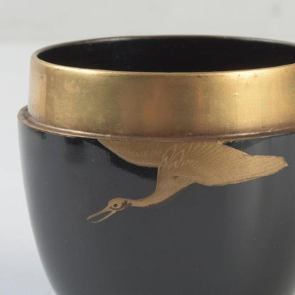 Black Lacquer Natsume Cranes Maki-e — Gengensai Authenticated Box