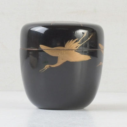 Black Lacquer Natsume Cranes Maki-e — Gengensai Authenticated Box