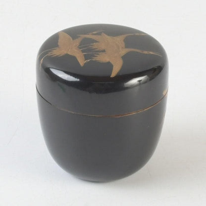 Black Lacquer Natsume Cranes Maki-e — Gengensai Authenticated Box