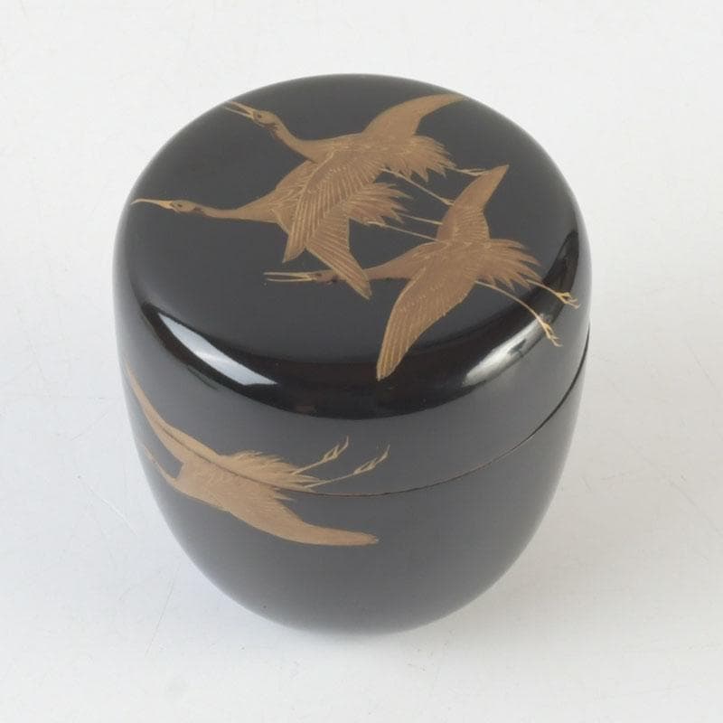 Black Lacquer Natsume Cranes Maki-e — Gengensai Authenticated Box