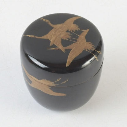 Black Lacquer Natsume Cranes Maki-e — Gengensai Authenticated Box