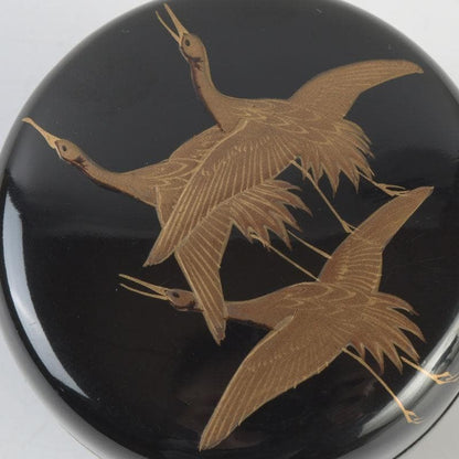 Black Lacquer Natsume Cranes Maki-e — Gengensai Authenticated Box