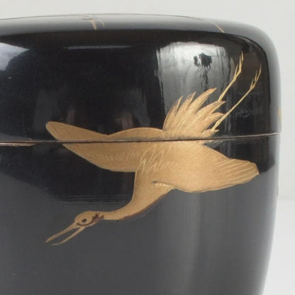 Black Lacquer Natsume Cranes Maki-e — Gengensai Authenticated Box