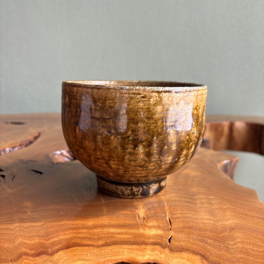 Amber-Glazed Matcha Chawan — Japanese Tea Bowl in Deep Golden Brown with Natural Earth Tones