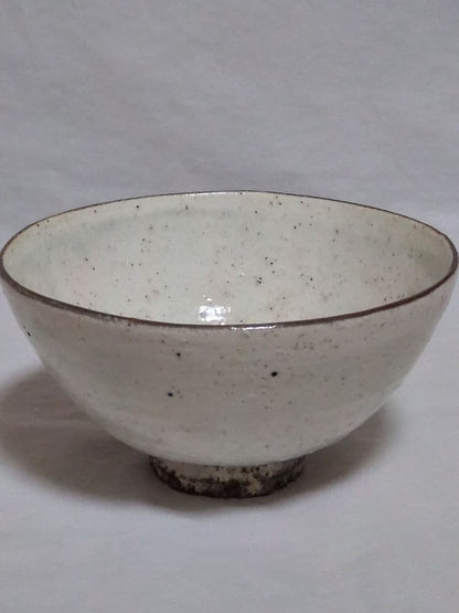 Kusumura Ware Kohiki Tetsu-e Chawan — Yanagira Katsushige, Izumo, Abstract Iron Motif, Tomobako
