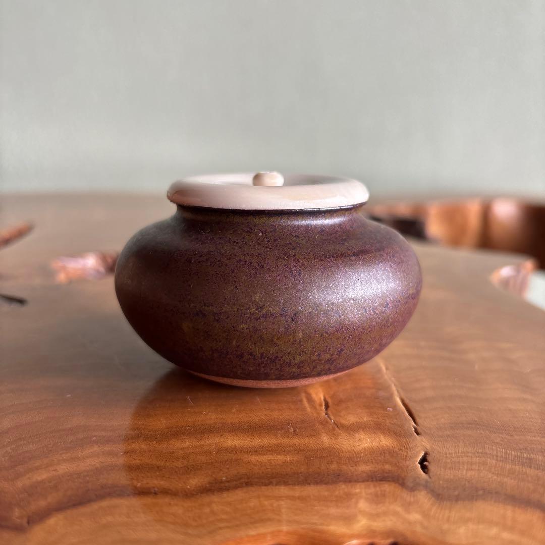 Tamba Uchiumi Chaire with Shifuku — Natural Ash Glaze Tea Caddy