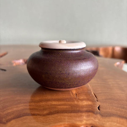 Tamba Uchiumi Chaire with Shifuku — Natural Ash Glaze Tea Caddy