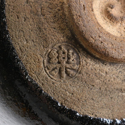 11th-Gen Raku Kichizaemon Keinyuu Black Raku Tea Bowl | Edo Period Chawan
