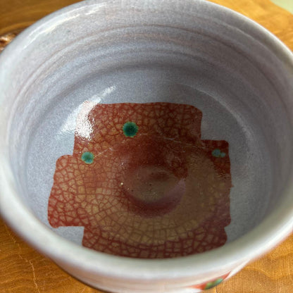 Lavender Grey Chawan with Iron Painting — Fujimoto Meisei, Shinshōji Tōshin Kiln