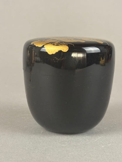 Wajima-nuri Natsume 'Oi-Matsu' by Hogetsu - Gold Maki-e Old Pine Tea Caddy