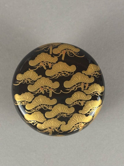 Wajima-nuri Natsume 'Oi-Matsu' by Hogetsu - Gold Maki-e Old Pine Tea Caddy