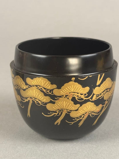 Wajima-nuri Natsume 'Oi-Matsu' by Hogetsu - Gold Maki-e Old Pine Tea Caddy