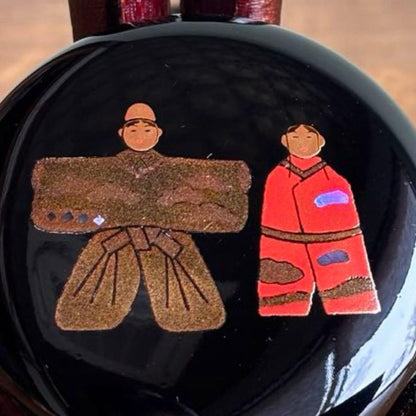 Chū-Natsume Tachi-bina Maki-e Tea Caddy – Standing Hina Dolls – Izutsu Kansai – Plum Blossom – Japan