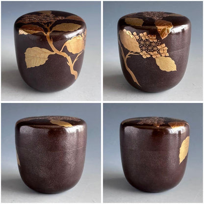 Gin-sabi Lacquer O-Natsume — Hydrangea Maki-e, Yoshida Kasei