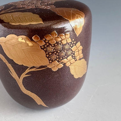 Gin-sabi Lacquer O-Natsume — Hydrangea Maki-e, Yoshida Kasei