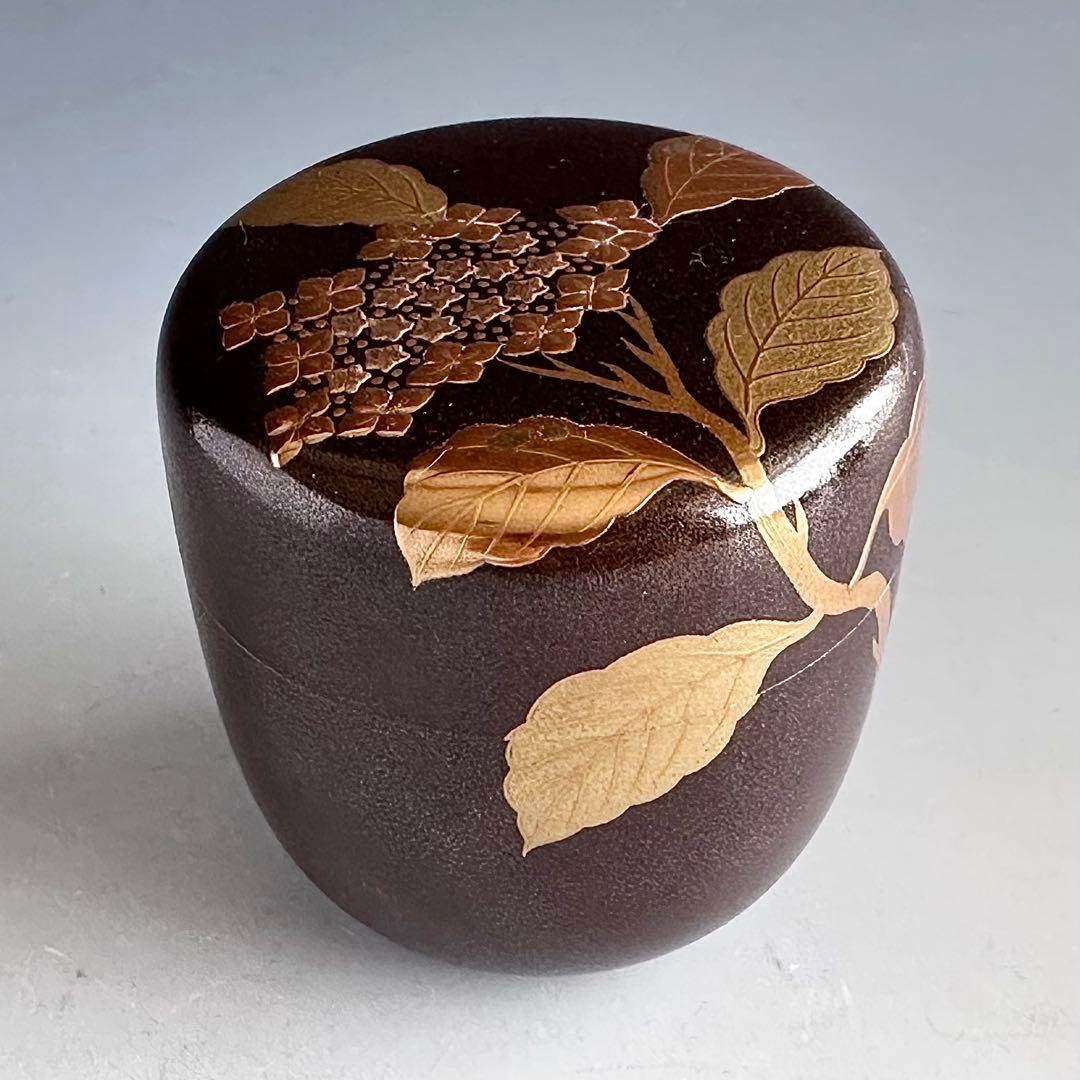 Gin-sabi Lacquer O-Natsume — Hydrangea Maki-e, Yoshida Kasei