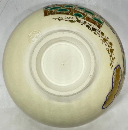 Iro-e Suma Akashi Chawan by Wada Myozan | Kyo-yaki Overglaze Landscape Tea Bowl