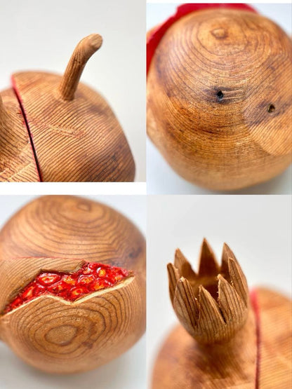 Wajima Lacquer Pomegranate Kogo Pair by Soukei — Carved Wood Incense Box