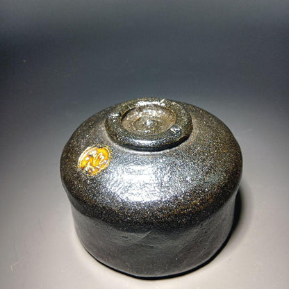 Black Raku Chawan 'Kissho' by Kizu Kiraku — Maeda Shodo Certified Tea Bowl
