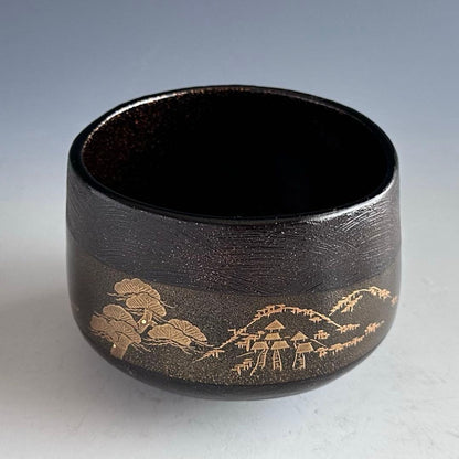 Kanshitsu Lacquer Tea Bowl — Yamadera Maki-e, Yoshida Kasei