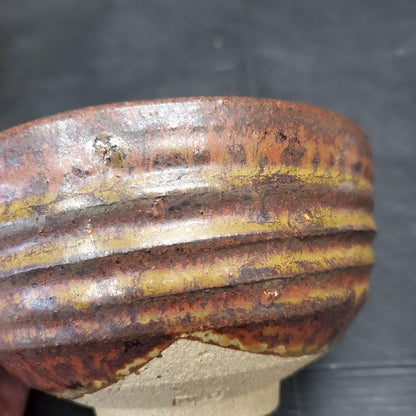 Echizen Ware Chawan by Kitano Shichizaemon | Oda-gama Kiln | Iron Banded Glaze | Tomobako + Pamphlet