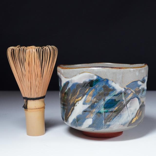Eiraku Sokuzen XVI Kenzan-Style Snow Peak Chawan — Senke Jisshoku Tea Bowl
