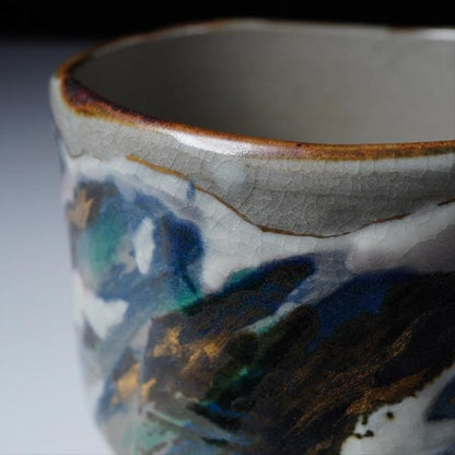 Eiraku Sokuzen XVI Kenzan-Style Snow Peak Chawan — Senke Jisshoku Tea Bowl