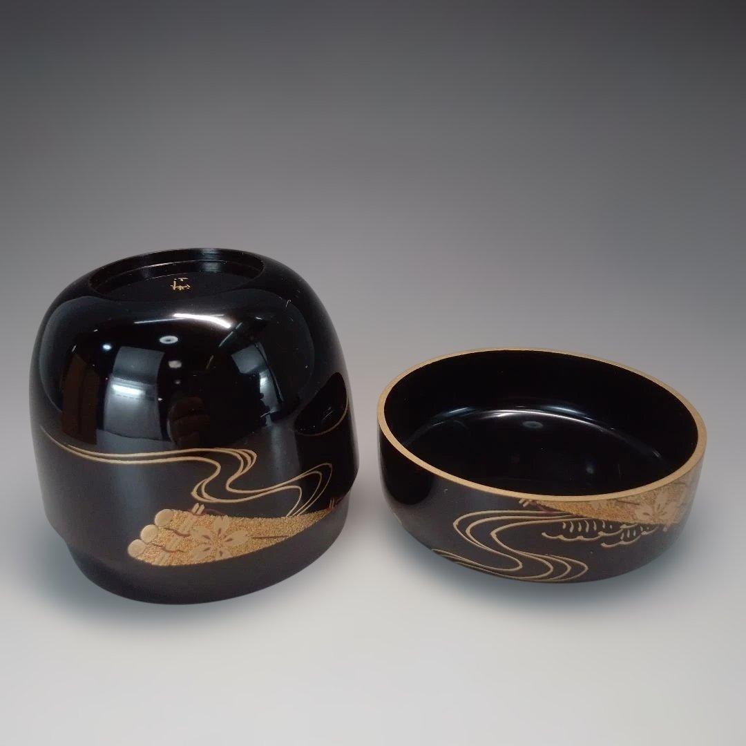 Wajima Lacquer Natsume — Hanaikada Autumn Maple Gold Maki-e, Signed Box