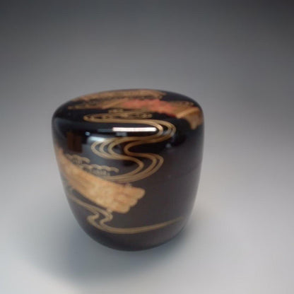 Wajima Lacquer Natsume — Hanaikada Autumn Maple Gold Maki-e, Signed Box