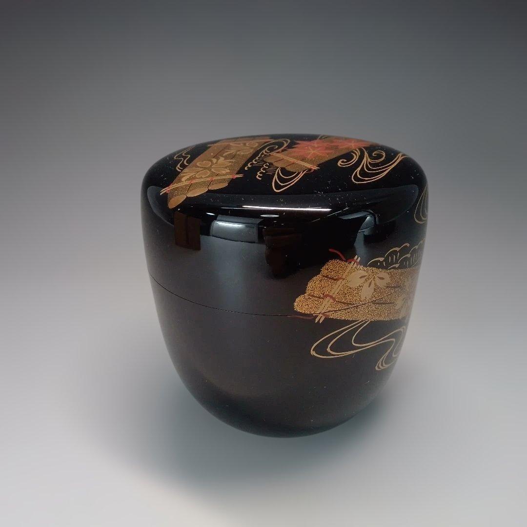 Wajima Lacquer Natsume — Hanaikada Autumn Maple Gold Maki-e, Signed Box