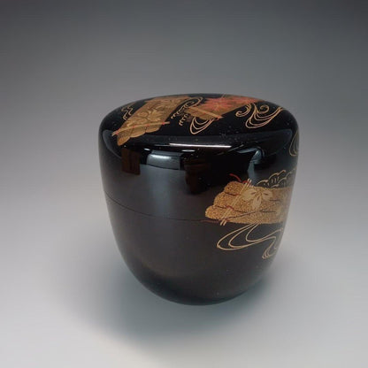 Wajima Lacquer Natsume — Hanaikada Autumn Maple Gold Maki-e, Signed Box