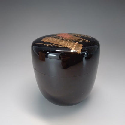 Wajima Lacquer Natsume — Hanaikada Autumn Maple Gold Maki-e, Signed Box