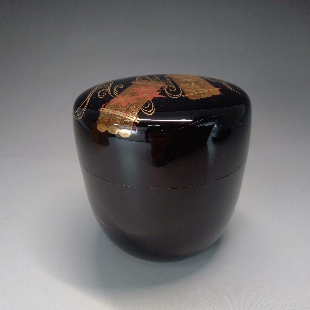 Wajima Lacquer Natsume — Hanaikada Autumn Maple Gold Maki-e, Signed Box