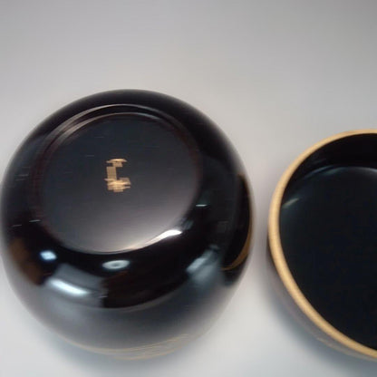 Wajima Lacquer Natsume — Hanaikada Autumn Maple Gold Maki-e, Signed Box