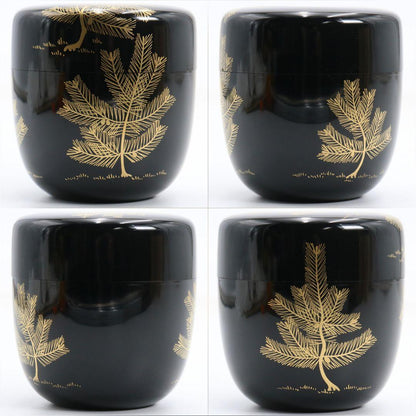 Sakurada Keishu — Young Pine Maki-e Natsume | Gold Nashiji Interior | Japanese Tea Caddy