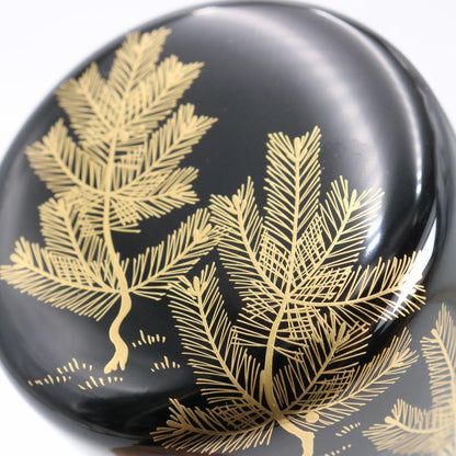 Sakurada Keishu — Young Pine Maki-e Natsume | Gold Nashiji Interior | Japanese Tea Caddy