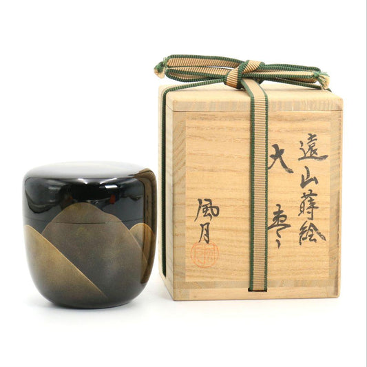 Toyama Maki-e Daï-Natsume — Distant Mountains by Kitahama Fugetsu | Wajima Lacquer with Silver Interior