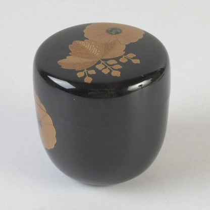 Wajima Lacquer Natsume Tea Caddy — Kikukiri Maki-e with Raden Inlay | Mokudai Soho | Tomobako