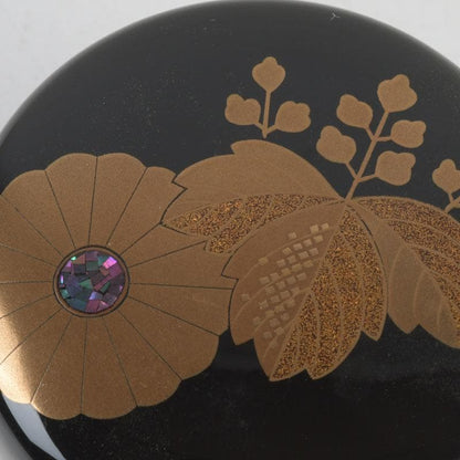 Wajima Lacquer Natsume Tea Caddy — Kikukiri Maki-e with Raden Inlay | Mokudai Soho | Tomobako