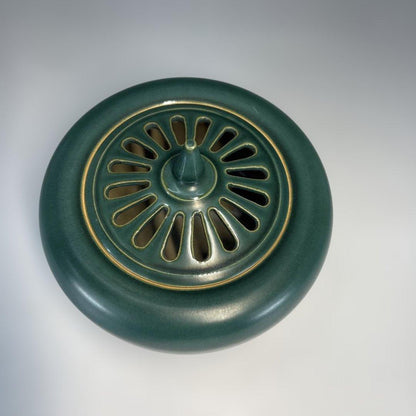 Kumagai Koho Kiku-yaki Incense Burner - Celadon Koro with Signed Box